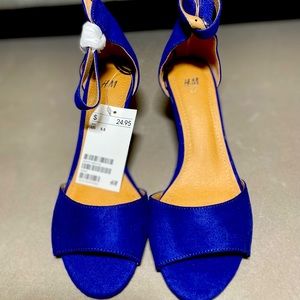 NWT!  Royal Blue Suede Heels with Open Toe (H&M)
